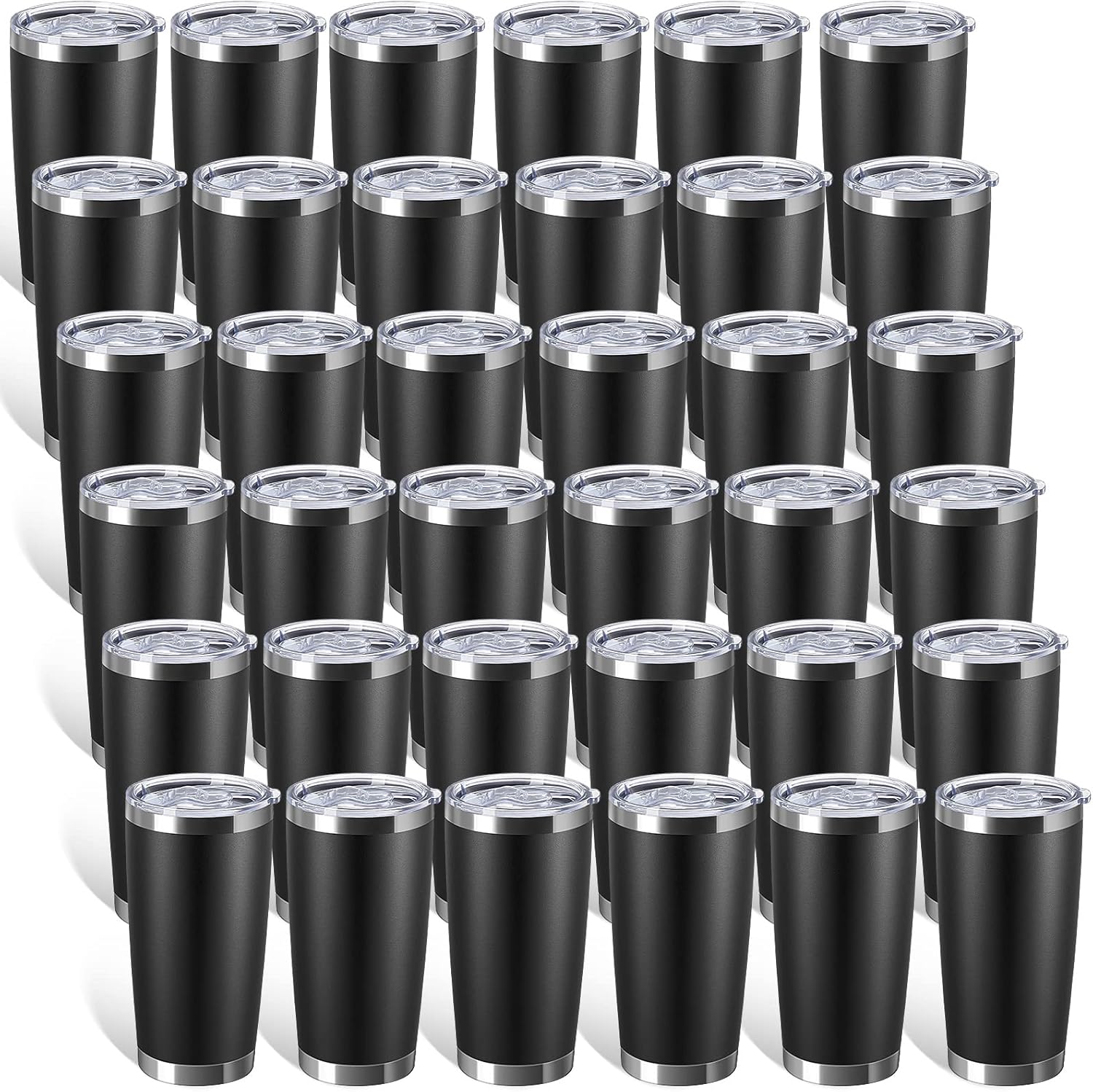 48 Custom 20oz Insulated Black Mug Cup Tumbler with Steel Straw/Brush