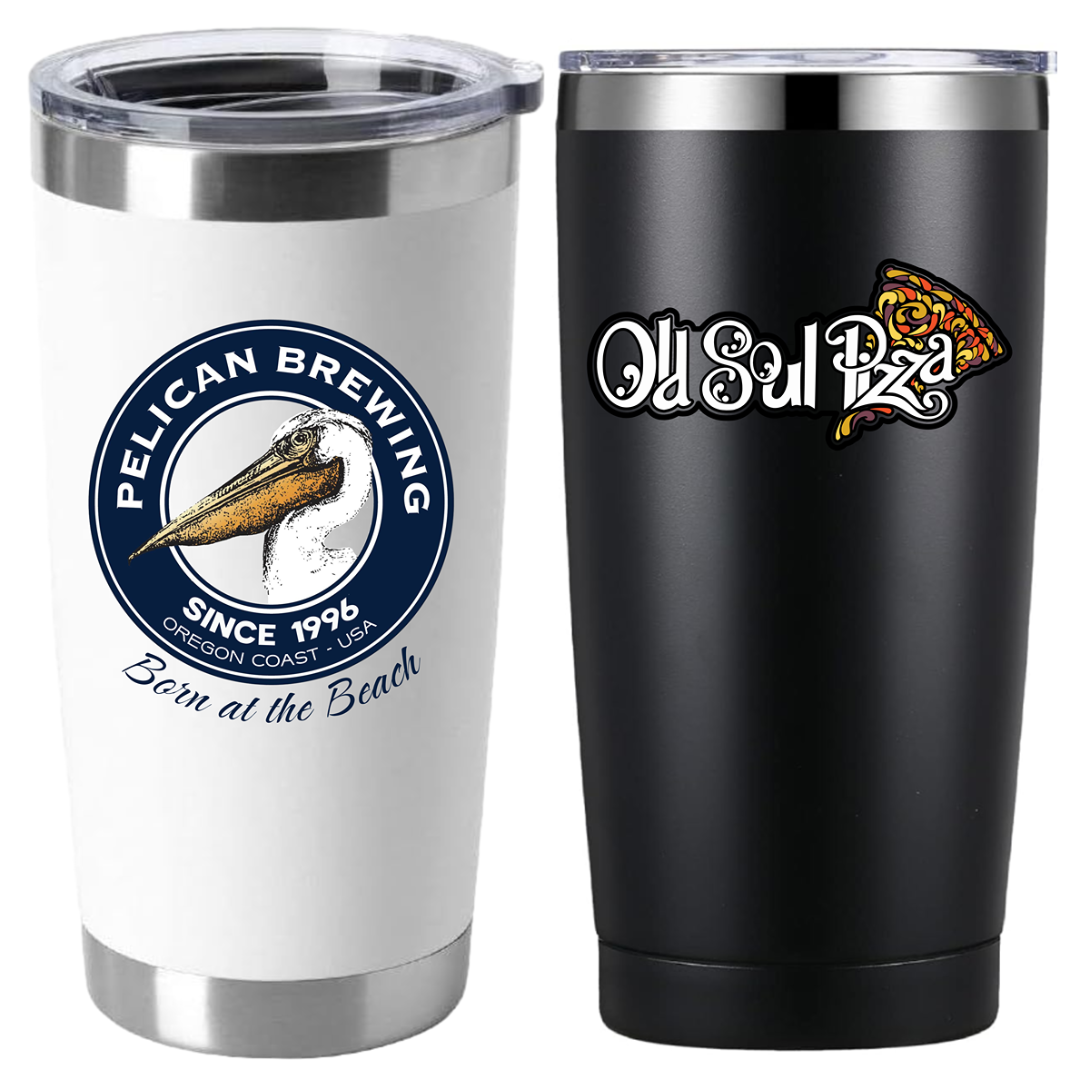 48 Custom 20oz Insulated Black Mug Cup Tumbler with Steel Straw/Brush